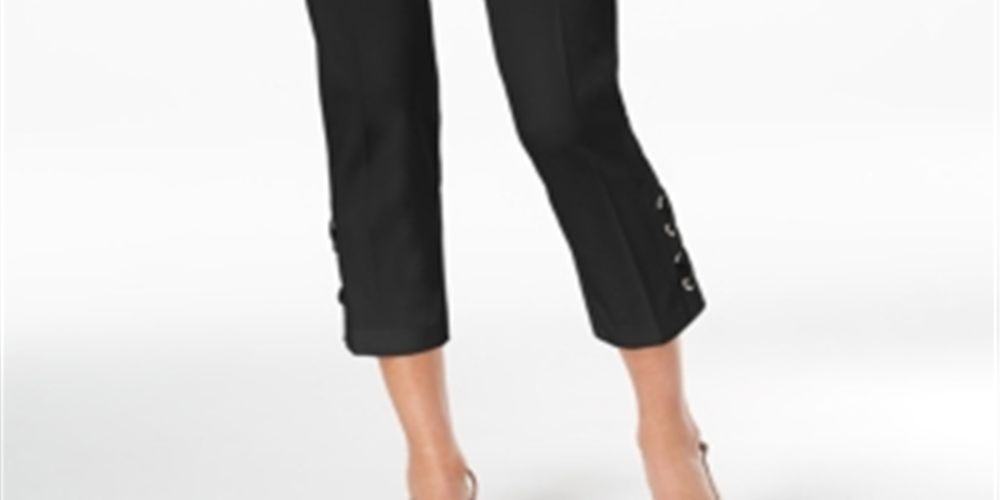 Calça Capri Alfani Feminina com Cadarço Preta Tamanho 2 Petite