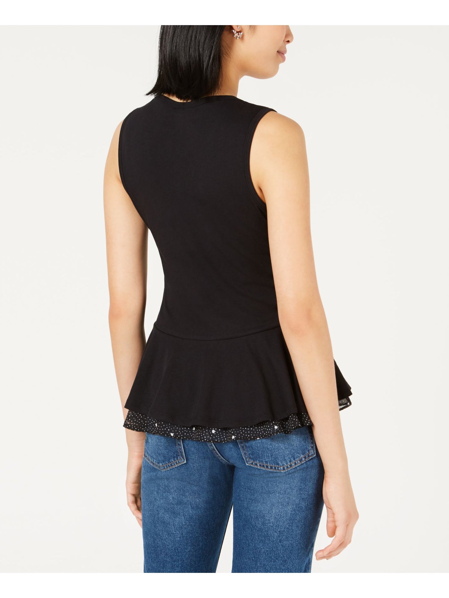 Blusa peplum cruzada feminina Maison Jules, preta, tamanho XX-G