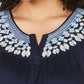 Blusa feminina sem mangas bordada estilo &amp; co, azul, tamanho médio