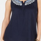 Blusa feminina sem mangas bordada estilo &amp; co, azul, tamanho médio