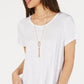 Blusa feminina com babados e bainha, tamanho médio, branca, estilo &amp; co