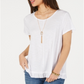 Blusa feminina com babados e bainha, tamanho médio, branca, estilo &amp; co