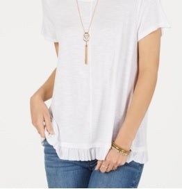 Blusa feminina com babados e bainha estilo &amp; co, branca, tamanho extragrande