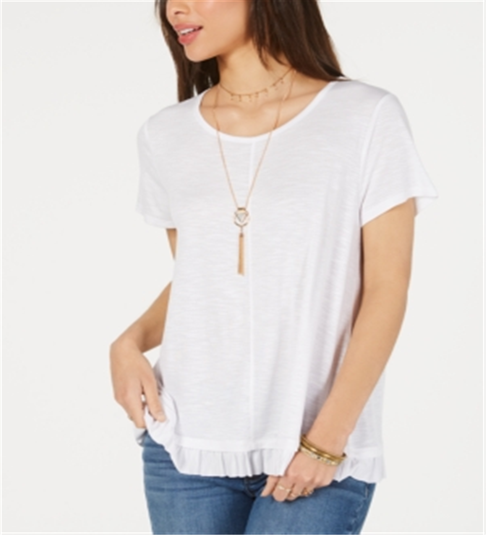 Blusa feminina com babados e bainha estilo &amp; co, branca, tamanho extragrande