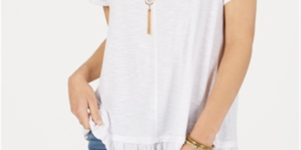 Blusa feminina com babados e bainha estilo &amp; co, branca, tamanho extragrande