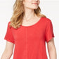 Top feminino com babados e bainha estilo &amp; co, vermelho, tamanho médio