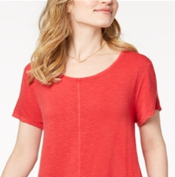 Top feminino com babados e bainha estilo &amp; co, vermelho, tamanho médio