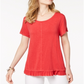 Top feminino com babados e bainha estilo &amp; co, vermelho, tamanho médio