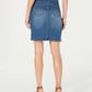 Saia jeans feminina com botões estilo &amp; co, azul, tamanho 14, pequena