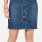 Saia jeans feminina com botões estilo &amp; co, azul, tamanho 14, pequena