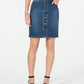 Saia jeans feminina com botões estilo &amp; co, azul, tamanho 14, pequena