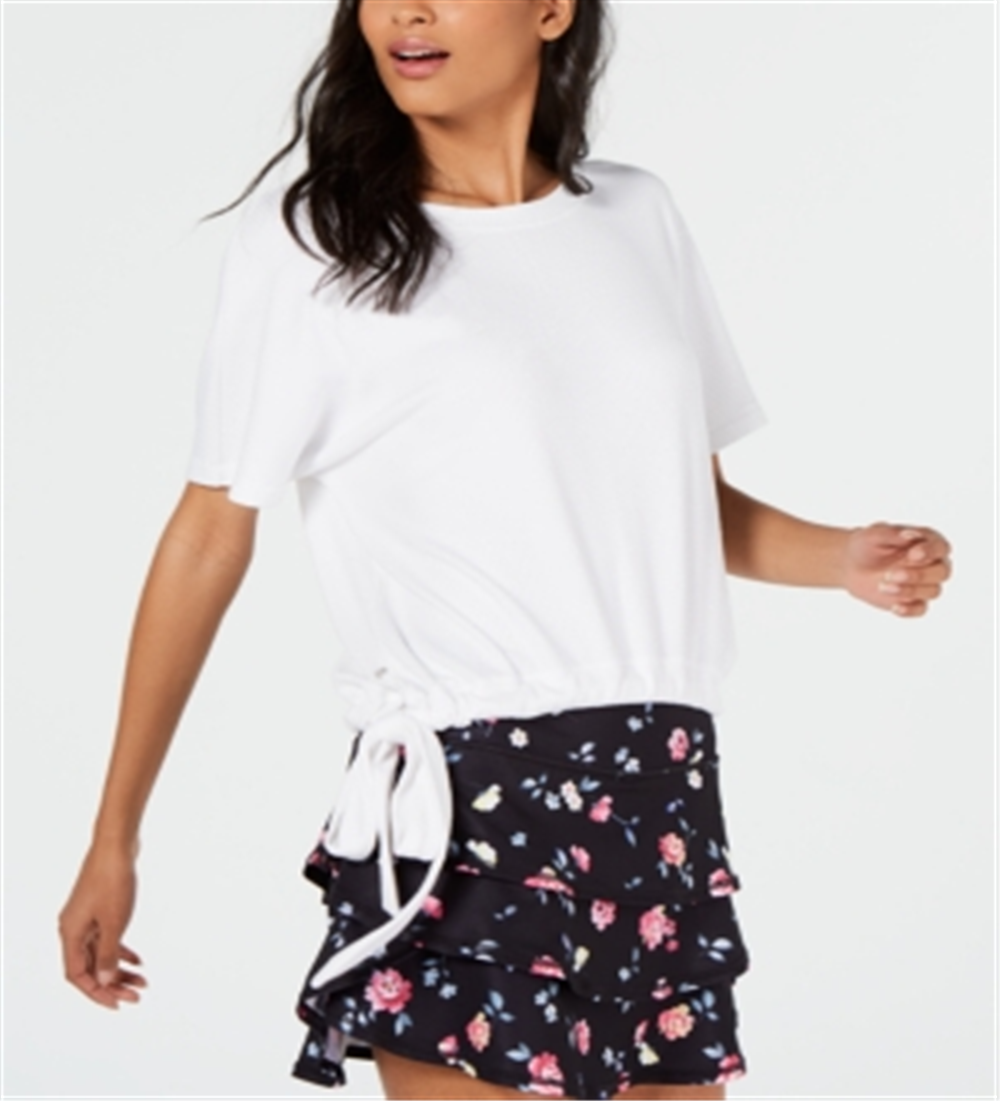 Camisas e tops canelados com bainha de gravata Ideology para mulheres, branco, tamanho M