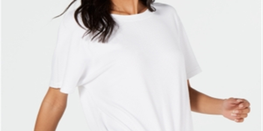 Camisas e tops canelados com bainha de gravata Ideology para mulheres, branco, tamanho M