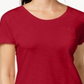 Camiseta feminina com decote em V e bolso, tamanho pequeno, vermelha, estilo &amp; co
