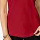 Camiseta feminina com decote em V e bolso, tamanho pequeno, vermelha, estilo &amp; co