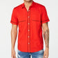 Camisa masculina com botões e gola frontal com fecho de pressão Kori da INC International Concepts, vermelha, tamanho pequeno
