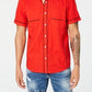 Camisa masculina com botões e gola frontal com fecho de pressão Kori da INC International Concepts, vermelha, tamanho pequeno