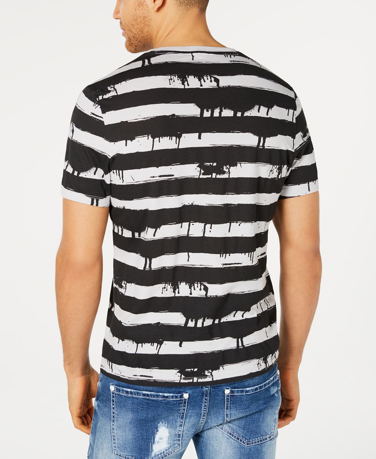 Camiseta masculina de algodão com gola V e estampa gráfica da INC International Concepts, cinza, tamanho pequeno
