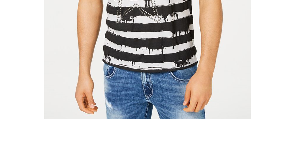 Camiseta masculina de algodão com gola V e estampa gráfica da INC International Concepts, cinza, tamanho pequeno
