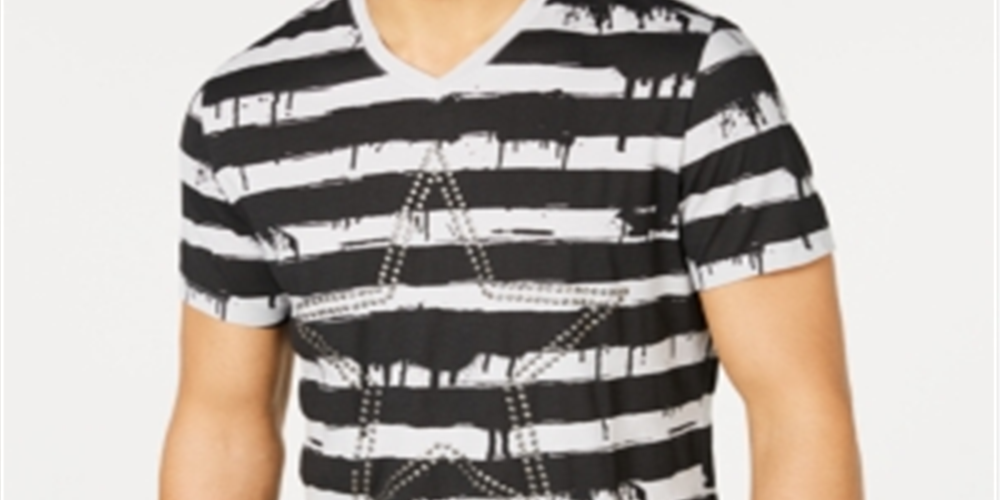 Camiseta masculina de algodão com gola V e estampa gráfica da INC International Concepts, cinza, tamanho pequeno