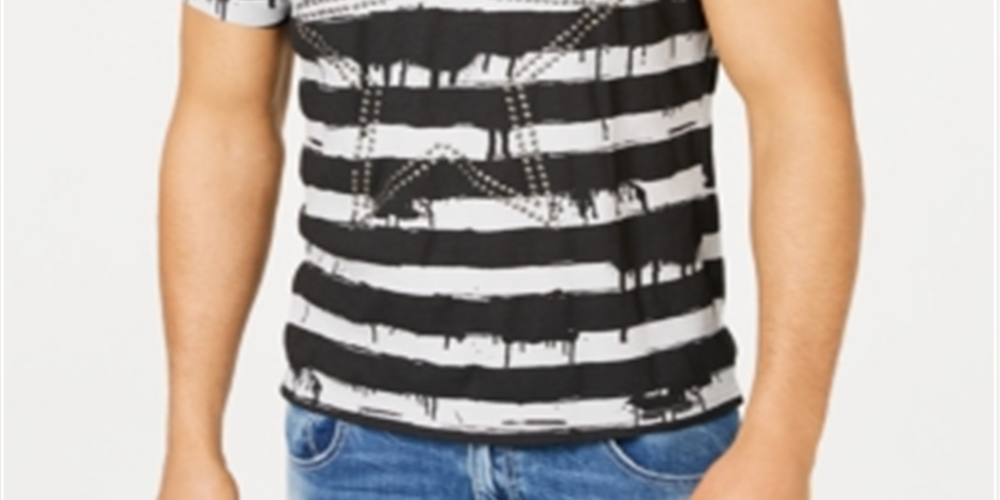 Camiseta masculina de algodão com gola V e estampa gráfica da INC International Concepts, cinza, tamanho pequeno