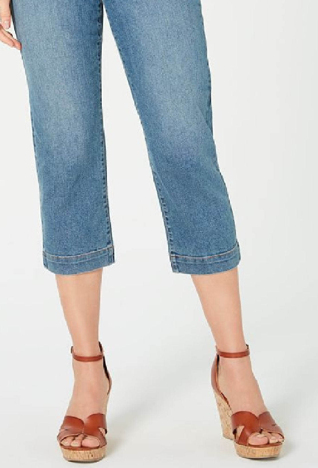 Calça capri jeans com cinto feminina Style &amp; Co, azul, tamanho 14