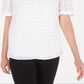 Blusa feminina xadrez com decote em V Alfani, branca, tamanho pequeno e pequeno