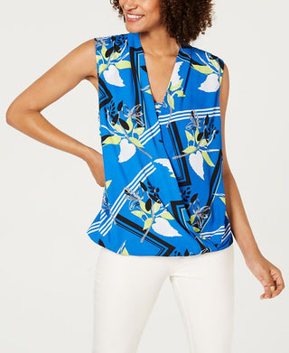 Camiseta regata feminina Alfani Plus Surplice Hi-Low azul tamanho 3X