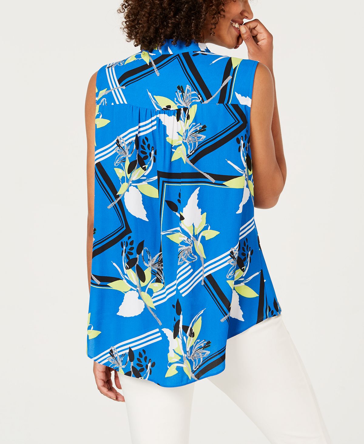 Camiseta regata feminina Alfani Plus Surplice Hi-Low azul tamanho 3X