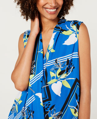 Camiseta regata feminina Alfani Plus Surplice Hi-Low azul tamanho 3X