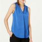 Blusa regata feminina Alfani com decote em V, azul, tamanho pequeno e pequeno