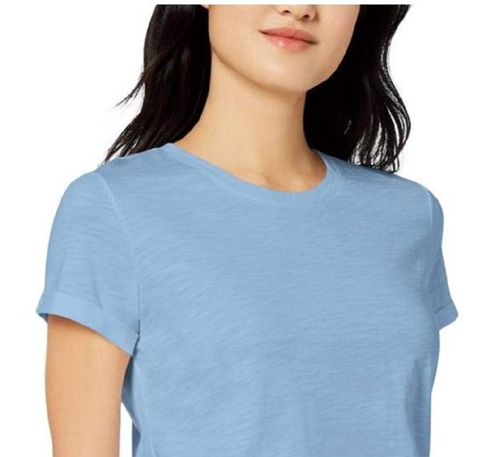 Blusa feminina Maison Jules de manga curta e gola redonda, tamanho grande, azul