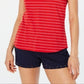 Blusa listrada com decote em V feminina Maison Jules, vermelha, tamanho extragrande