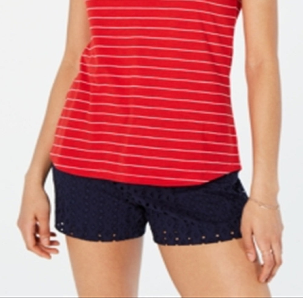 Blusa listrada com decote em V feminina Maison Jules, vermelha, tamanho extragrande