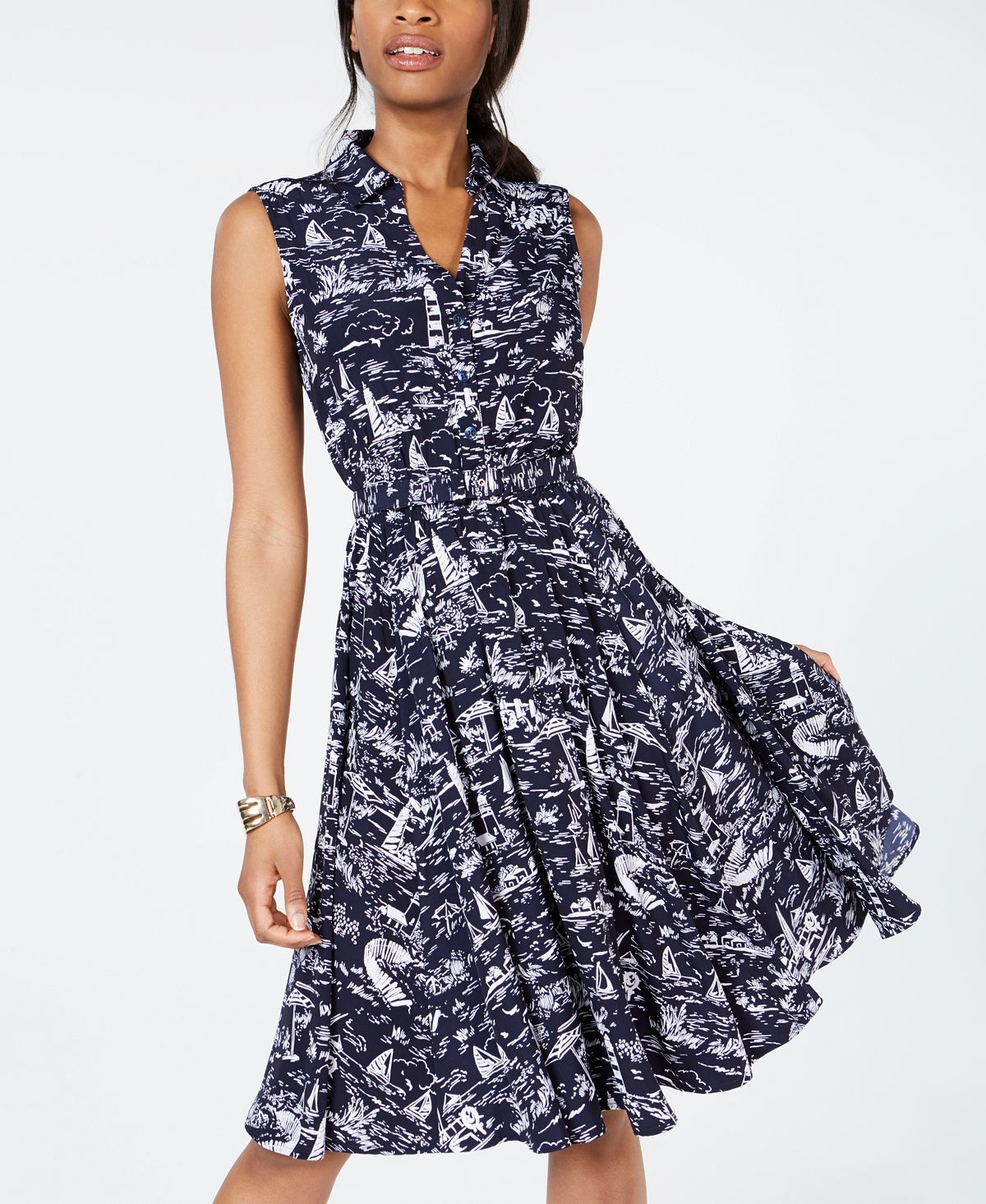 Vestido feminino estampado Charter Club azul tamanho 8