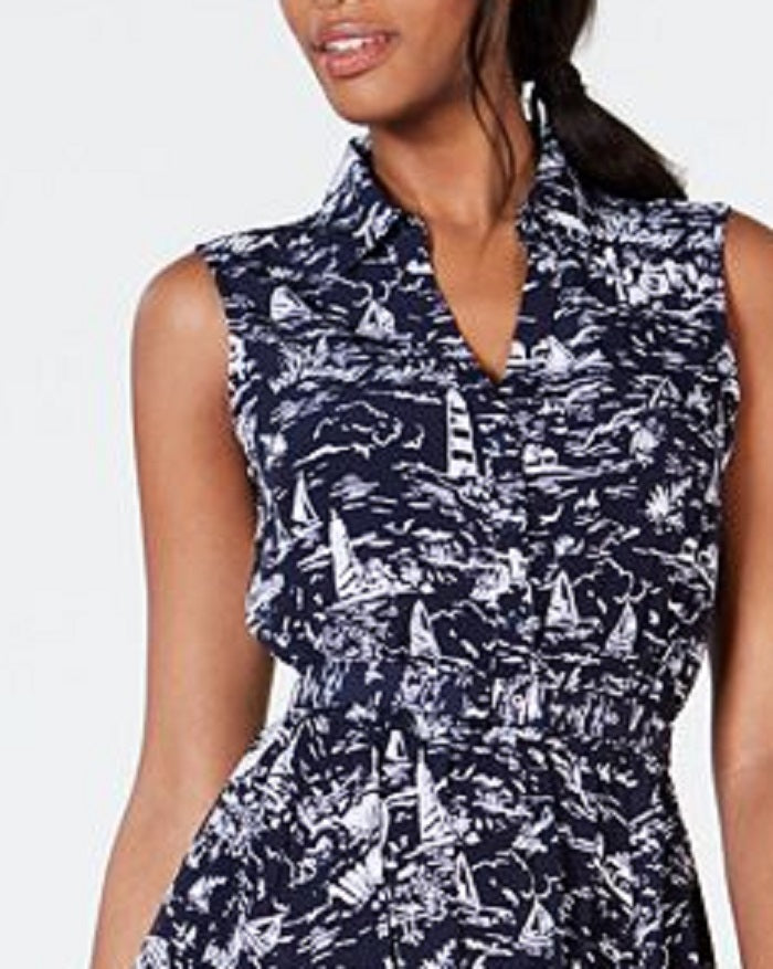 Vestido feminino estampado Charter Club azul tamanho 8