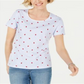 Blusa feminina Karen Scott com estampa decote redondo, azul, tamanho pequeno