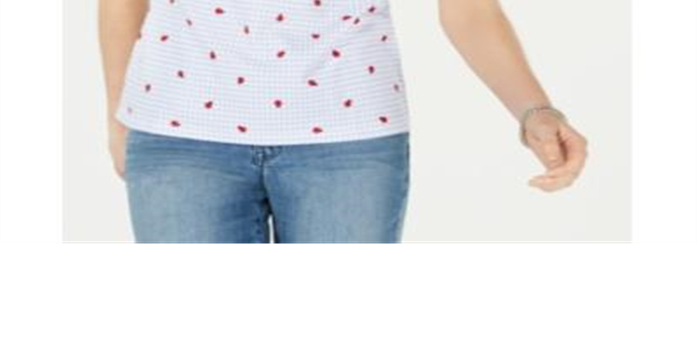 Blusa feminina Karen Scott com estampa decote redondo, azul, tamanho pequeno