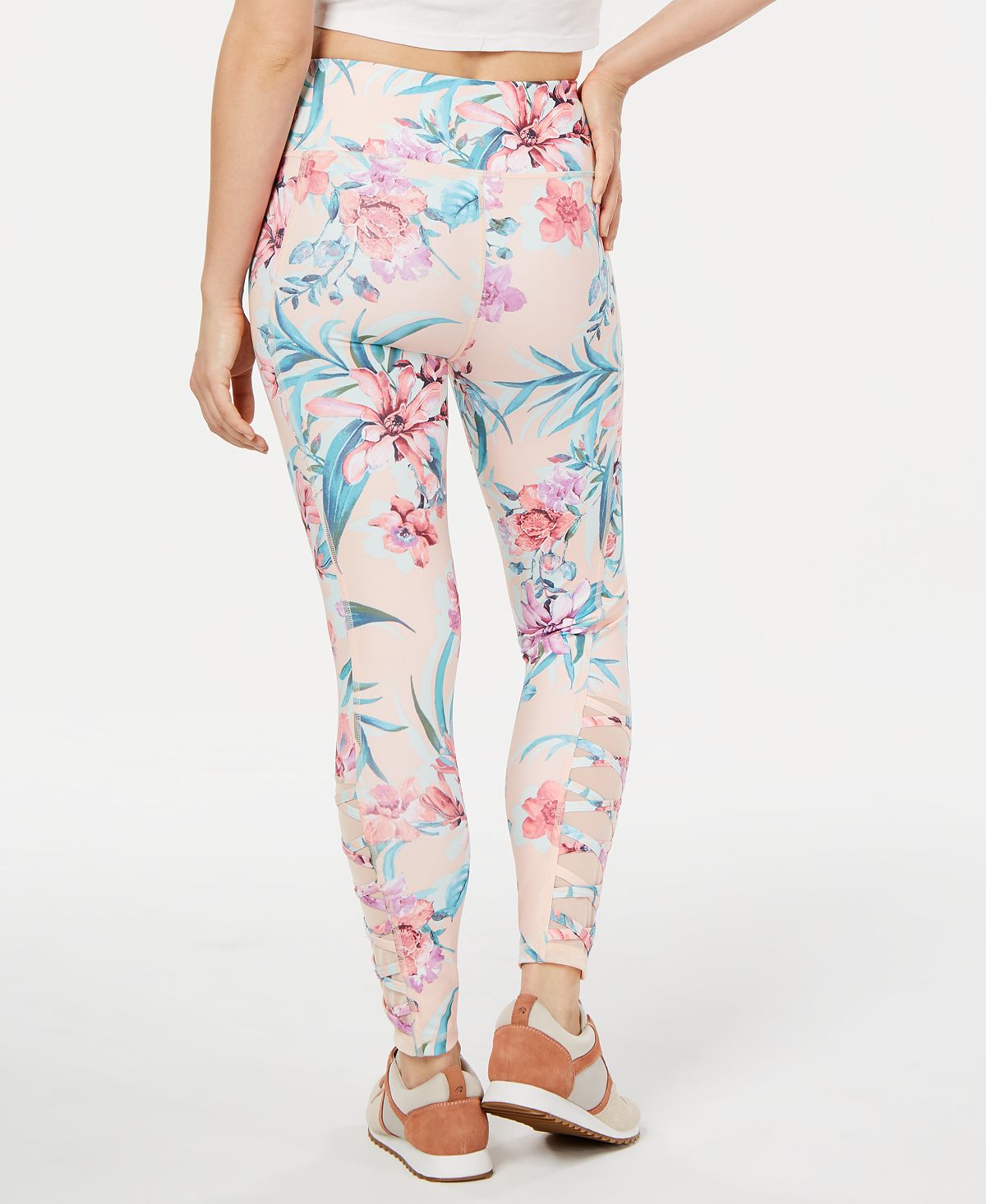 Leggings atléticas femininas Ideology Floral Fitness rosa tamanho pequeno