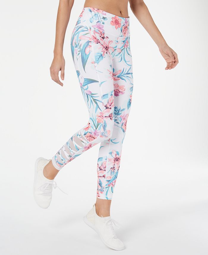 Leggings femininas estampadas Ideology com recortes, tamanho grande, brancas