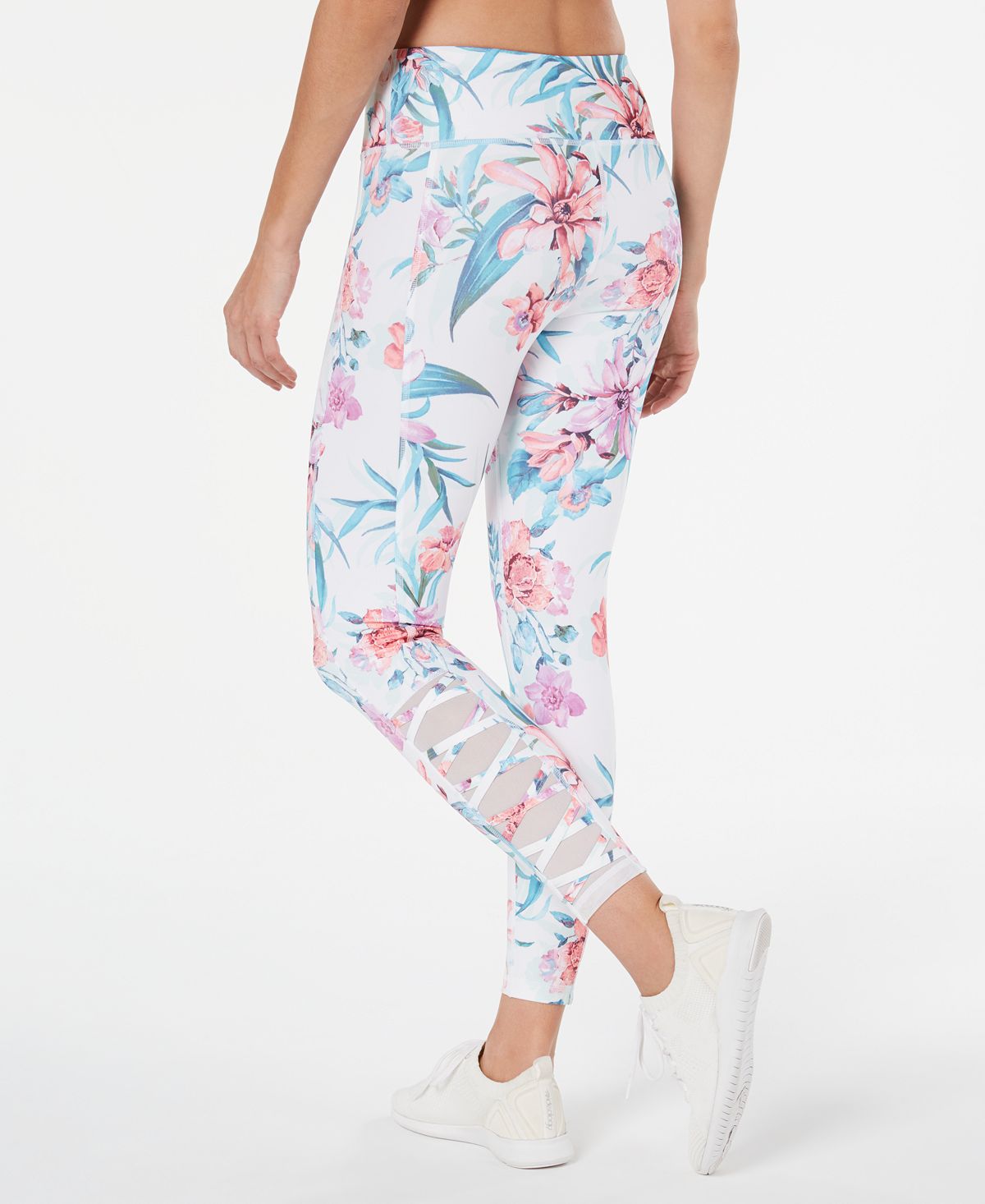 Leggings femininas estampadas Ideology com recortes, tamanho grande, brancas