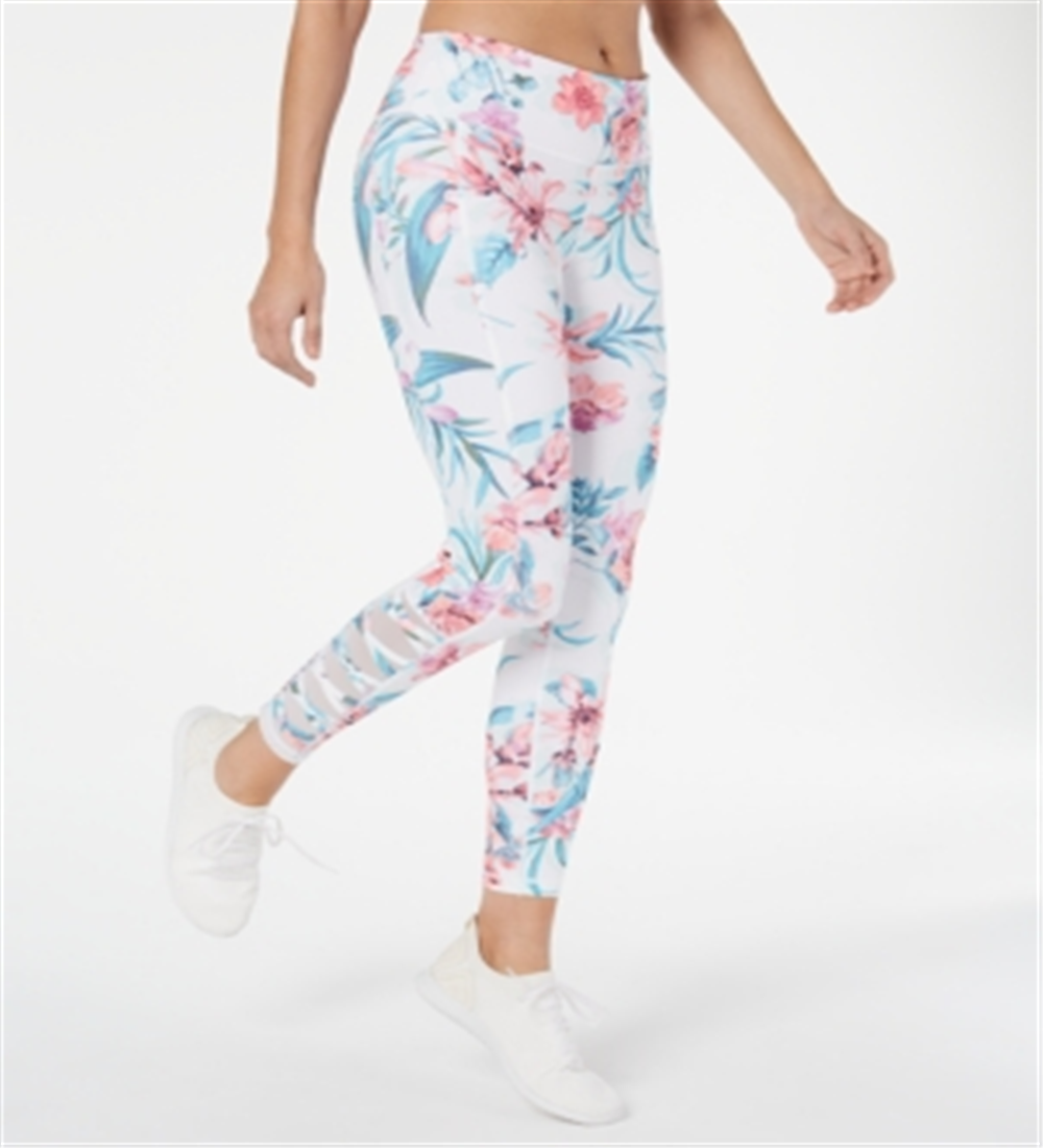 Leggings femininas estampadas Ideology com recortes, tamanho grande, brancas