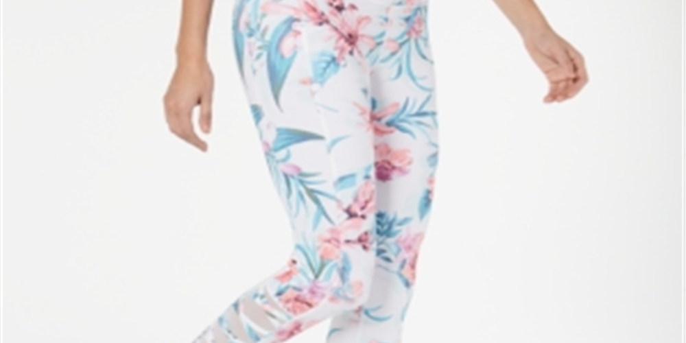 Leggings femininas estampadas Ideology com recortes, tamanho grande, brancas