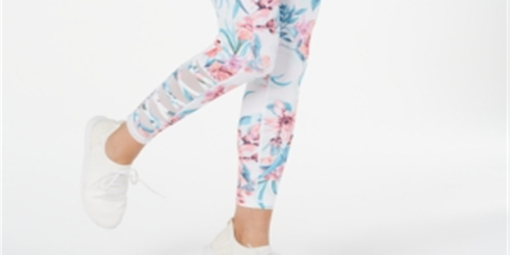 Leggings femininas estampadas Ideology com recortes, tamanho grande, brancas