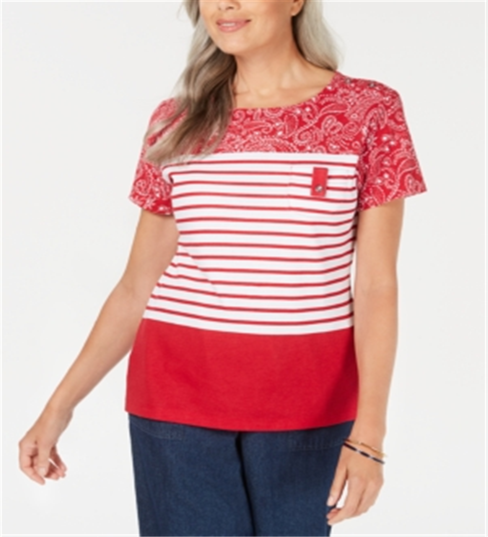 Karen Scott Bandana Listrada Gola Redonda Tamanho XS