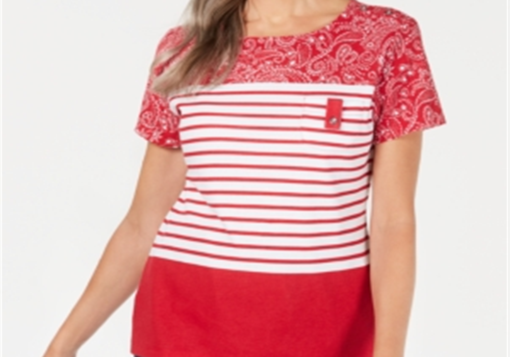 Karen Scott Bandana Listrada Gola Redonda Tamanho XS