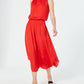 Vestido midi de cetim smocked feminino Alfani, vermelho, tamanho grande