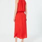 Vestido midi de cetim smocked feminino Alfani, vermelho, tamanho grande