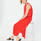 Vestido midi de cetim smocked feminino Alfani, vermelho, tamanho grande