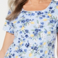 Karen Scott Citrus Craze Blusa com estampa floral feminina, azul, tamanho pequeno e pequeno